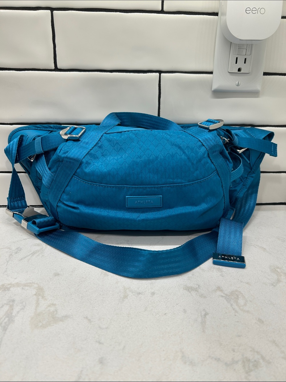 RARE Athleta Excursion Large Belt Bag Pacific Blue Hiking Gorpcore Travel NWOT